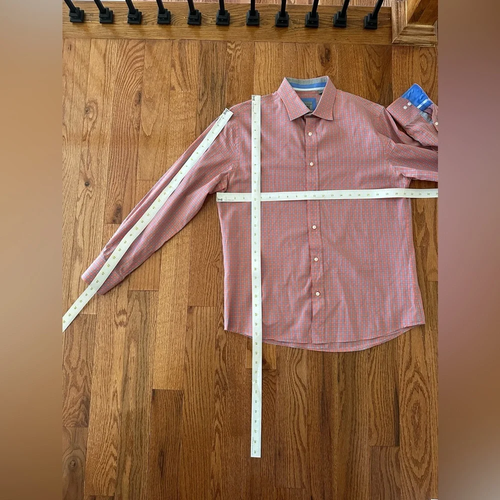 Bachrach Mens Shirt Long Sleeve Button Down Dress Plaid Orange/Pink/Blue, Sz M